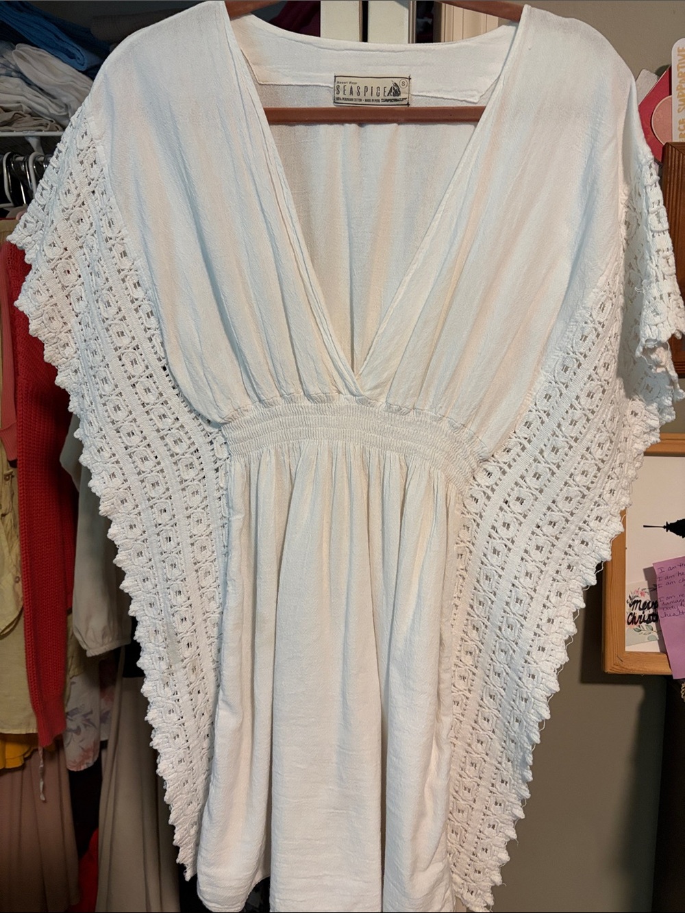 Seaspice White Crochet V-Neck Swim Coverup Tunic